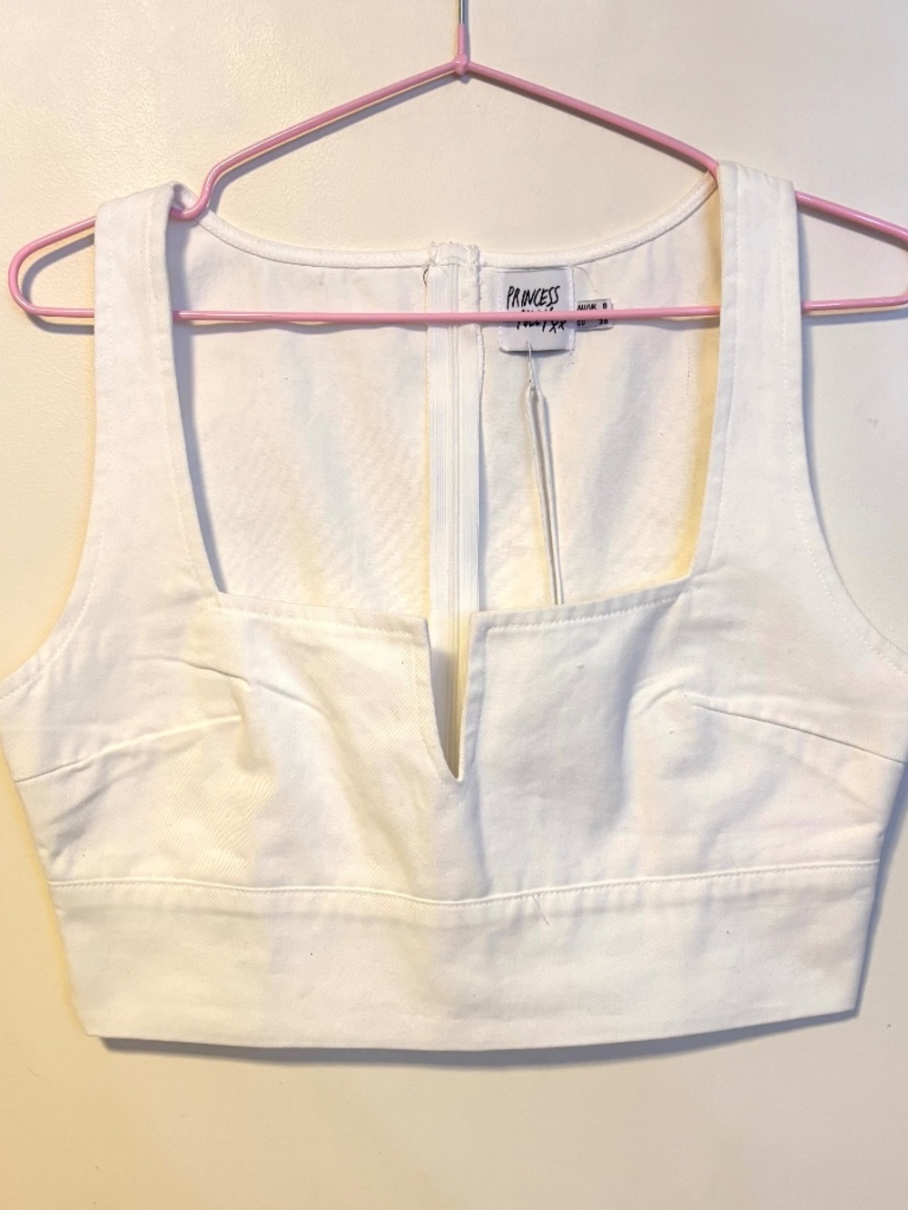 Princess Polly Going Out Deep V Neck Sleeveless Crop Top White Womens Size 4 NWT